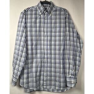 Paul Shark Yachting Mens Shirt M Blue Check Long Sleeve Button Up Made In Italy